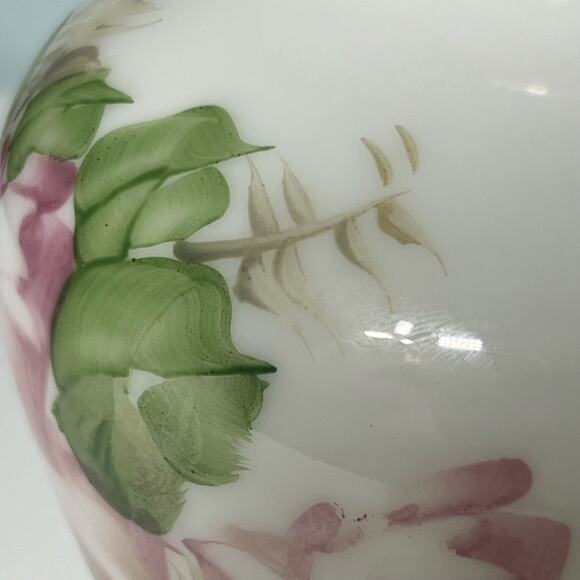 Vintage 40s DeLuxe Inc USA Signed Hand Painted Floral Vase Milk Glass - Picture 12 of 12